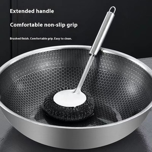 Dài-xử lý Nồi thép không gỉ làm sạch bàn chải hộ gia đình nhà bếp tạo tác cho bát tẩy dầu mỡ nồi làm hại với dây thép xử lý - Product Image 5