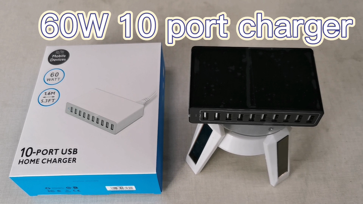 Stazione di Ricarica USB a 10 Porte 60W 5V/12A - Caricatore Rapido per