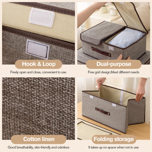 Modern Non-woven Foldable Large Capacity Rectangular <b>Storage</b> Box Double Layer with Lid - Product Image 6