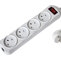 Prise israélienne, 4 voies, 2P+T 16A 250V~, avec protection enfant, H05VV-F 3x1.0mm2x1m, Max:3500W, avec interrupteur