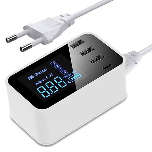 Quick Charge Type C USB Charger HUB Led Display Wall Charger Fast Mobile Phone Charger USB Adapter EU US UK Plug