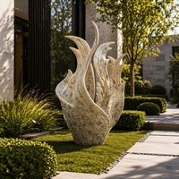Sculpture abstraite en acier inoxydable poli en forme de flamme, grande œuvre d'art pour jardin extérieur, sculpture métallique personnalisée, couleur personnalisée, monument