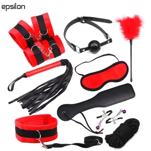 10 Pieces Adult Bondage Kit Set For Couple BDSM Sex Toy With Whip And Hand Bat