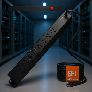 PDU de 1U con 8 Tomas de Corriente, Montaje en Rack, Protección Contra Sobretensiones y Cable de 6 Pies - Product Image 2