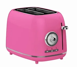 Retro 2 Slice Bread Toaster Pink Electric Toaster With Bagel Function