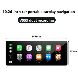 10 Inch Portable Car Radio with Wireless CarPlay Android Auto Dual Dash Cam Recording <b>GPS</b> <b>Navigation</b> FM Radio Touch Screen - Product Image 1