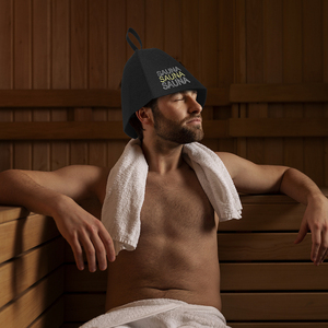 Cappello da Sauna Kiuas Scene Nero in Feltro Riciclato Ecologico, Personalizzabile con Logo, Vendita all'Ingrosso Diretta dalla Fabbrica, per Bagno Turco e Spa - Product Image 6