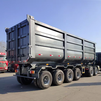 Remorque à benne basculante d'occasion à 4 essieux, 60 tonnes, 70 tonnes, 80 tonnes, en forme de U, 42 m3, 45 m3