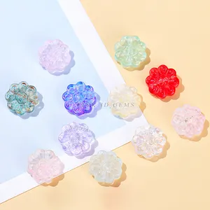 6*13mm Multicolor Lampwork Crystal Glass Loose Charm Beads Glass Eight-Petal Flower Pendant Charm Beads For Jewelry Making