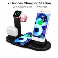Pengisi Daya Nirkabel Multifungsi 6-in-1 Berkualitas Tinggi Terlaris 15W untuk Semua Perangkat Pintar Pengisi Daya Nirkabel Jam Tangan Trending OEM