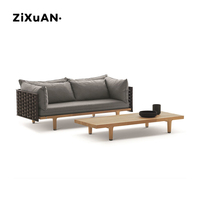 Gartenmöbel-Set Wasserdicht Feuerstelle Outdoor-Sofa-Set Muster Holzbank Sitz Modern Rattan Aluminium Gartenmöbel-Set