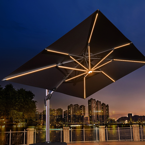 Solar LED Cantilever Patio Umbrella - Offset Sun Parasol with Lights for Garden, Restaurant & <b>Outdoor</b> <b>Dining</b> - Product Image 2