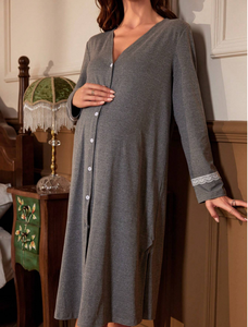 Abiti premaman donna incinta maternità monopetto manica lunga camicia <span class=keywords><strong>da</strong></span> <span class=keywords><strong>notte</strong></span> <span class=keywords><strong>per</strong></span> pigiama madre - Product Image 2