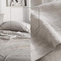 Queen Size 100% drap de lin lavé ensemble literie en lin naturel France avec poche profonde drap housse tissé Technique qualité qualité