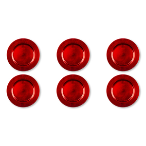 Assiettes de présentation jetables Excelsa, lot de 6, en plastique rouge, diamètre 33 cm - Product Image 1