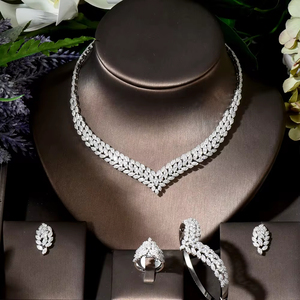 HIBRIDE, nueva moda para mujer, conjunto de joyería de Zirconia cúbica Para Boda nupcial, conjunto de collar y pendientes de 4 piezas, bijoux Femme <span class=keywords><strong>ense</strong></span> - Product Image 2