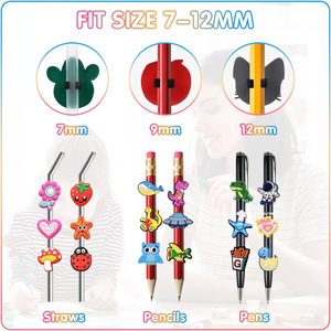 ชุดเครื่องเขียนนักเรียนน่ารัก สีสันสดใส เป็นมิตรกับสิ่งแวดล้อม  ซิลิโคน 3 มิติ นุ่มนิ่ม  แบบกำหนดเองได้  สำหรับตกแต่งดินสอ - Product Image 5