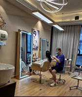 Miroir de salon de coiffure support design doré miroir mural décoratif pour salon de coiffure miroirs stations avec lumières LED