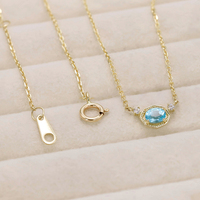 Nouveau Collier Chaîne de Clavicule Style Japonais Vintage Simple et Original 2026 avec Apatite Incrustée, en Argent 925 Plaqué Or 14K – Idéal Cadeau