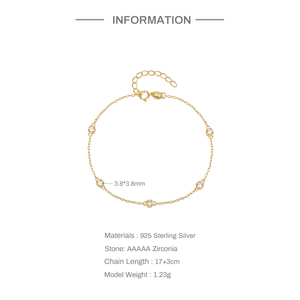 <b>CANNER</b> 925 Silver Classic Simple Interval 5A Zircon Ladies Wedding Bracelet Daily Wear Bracelet Gift for Women 18K - Product Image 2