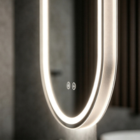 Miroir de salle de bain ovale à LED mural, intelligent, tactile, anti-buée, avec lumière réglable, pour hôtel, maison, salle de bain