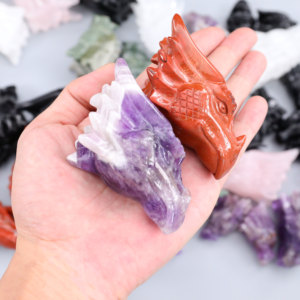 Chất lượng cao yuchenglin 3.5 inch pha lê thằn lằn bay đầu sọ khắc Tự Làm Thủ Công Rồng Đầu Tượng Mặt dây chuyền Máy tính để bàn trang trí nội thất Quà Tặng - Product Image 5