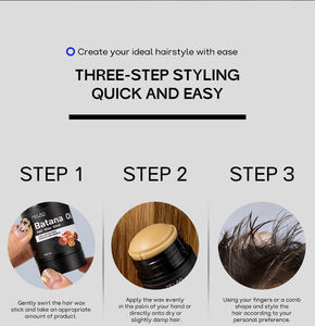 Bâton de cire capillaire à l'huile de Batana, cire capillaire à bonne tenue pour hommes, contrôle des frisottis, contrôle des bords, cire coiffante lissante sans frisottis - Product Image 6