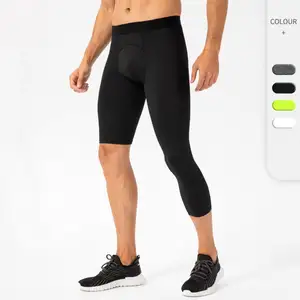 Celana ketat Capri pria, Legging kompresi satu kaki 3/4 olahraga atletik kering