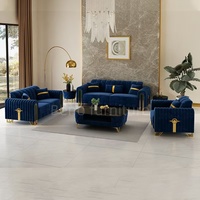 Ensemble de canapés sectionnels carrés de style Chesterfield moderne, luxe royal, cadre doré, tissu en velours gris, durable et confortable pour la pièce