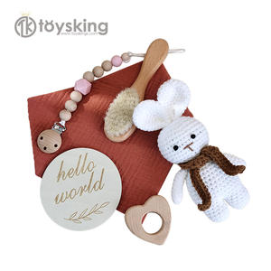 Nouveau coton serviette mousseline bébé bavoirs bébé jouet cadeau ensemble <span class=keywords><strong>bain</strong></span> jouet en bois <span class=keywords><strong>bain</strong></span> dentition jouets ensemble Crochet animaux pâques - Product Image 1