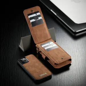 CaseMe for iPhone12ウォレットケースCoque Retro Vintage Leather Case for iPhone 12 Pro Max Fold Durable Phone Cover for iPhone 11