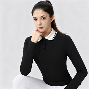 <span class=keywords><strong>Polo</strong></span> da <span class=keywords><strong>donna</strong></span> a maniche lunghe con colletto rialzato Color-block, Slim Fit, stile retrò, Casual e adatta per il Tennis - Product Image 6