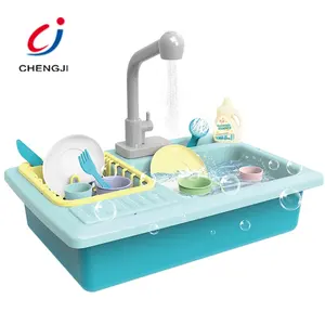 Pretend play kids toy food real faucet wash dish washing up tableware kitchen dishwasher sink toy with running water