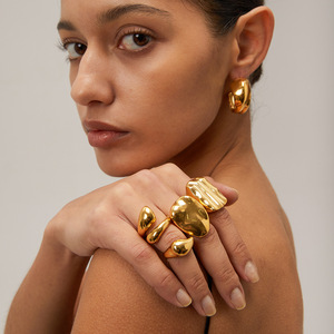 Fashion <b>Rings</b> Gold Plated Geometric Oval Shape Women's Party Jewelry Yiwu Origin JDR2311019 - Product Image 2