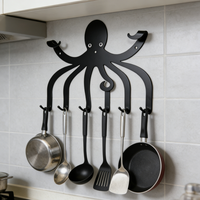 Leuke metalen wandhaak in octopusvorm - Decoratieve kapstok voor keukengerei, handdoeken, sleutels - Organizer met 8 haken