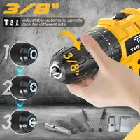 Kit de perceuse sans fil 20V - Ensemble de boîte à outils de perceuse électrique 48 pièces - Kit de perceuse électrique rechargeable sans fil - Outils manuels