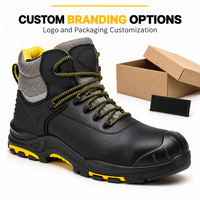 Bottes de sécurité en cuir à lacets mi-hautes avec logo personnalisé, embout en acier, semelle intermédiaire anti-perforation et semelle extérieure en PU solide pour la vente en gros
