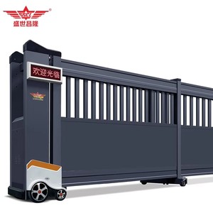 Portail coulissant moderne en alliage d'aluminium de haute qualité, ouverture automatique rétractable électrique pour application extérieure (villa, école) - Product Image 1