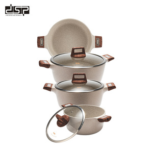 DSP Cookware Set 4 Piece <b>Ceramic</b> Non Stick With Wood Handle Modern Design For Stovetop Use - Product Image 4
