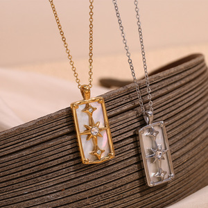 BJG0589N 2024 personalità dello stilista con ciondolo a forma di stella in acciaio inossidabile collana con stella di palo tarocchi carta collana - Product Image 5