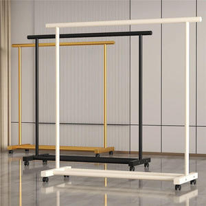 <span class=keywords><strong>Porte</strong></span>-<span class=keywords><strong>manteau</strong></span> en métal simple, <span class=keywords><strong>porte</strong></span>-vêtements vertical pour chambre à coucher, balcon, dortoir mobile, sol domestique, couleur crème, séchoir - Product Image 1