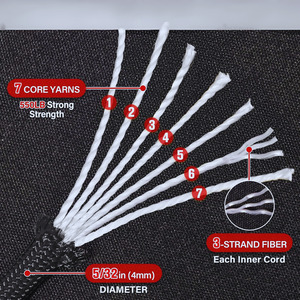 Cordon de parachute 550 lb 100ft 5/32, cordon de survie <span class=keywords><strong>4MM</strong></span> 7 brins, équipement de camping, escalade, polyester imperméable - Product Image 2