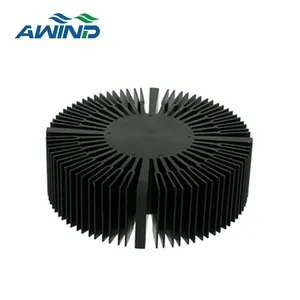 Custom Size Anodized 20W 50W 100W 200W Led Bulb Lamp Sunflower Aluminum Circular Aio Heatsink For Black Round Profile Heat Sink