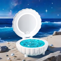 Lampes de table en forme de coquillage, lampes de chevet rêveuses pour chambre à coucher, enceintes Bluetooth portables, machine à bruit blanc pour le sommeil avec miroir de maquillage