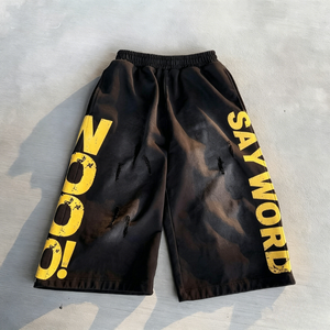 Streetwear Custom Pure Cotton Printing logo Distressed Vintage Acid Wash Knee Length Baggy Sweat <strong>Shorts</strong> <strong>for</strong> <strong>Men</strong> - Product Image 3
