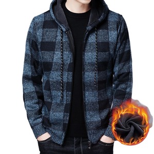 Fitspi, venta al por mayor, <span class=keywords><strong>ropa</strong></span> de hombre, invierno, forro polar con capucha, grueso, a cuadros, suéter de manga larga, suéter para hombres jóvenes, abrigos - Product Image 3