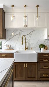 Tùy Chỉnh Sang Trọng Thân Thiện Với Môi Gỗ Rắn Gỗ Tủ Bếp Với Modular Lưu Trữ Vàng Xử Lý Bản Lề & Vòi Nước - Product Image 4