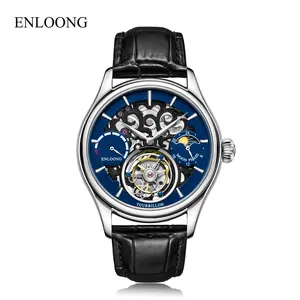 ENLOONG Best Affordable Luxury Tourbillon Watch Skeleton Premium Watches Power Display Moonphase Tourbillon Watch For Men