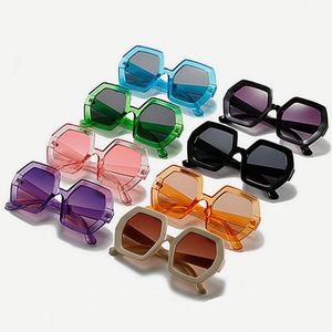Lunettes de soleil polygonales surdimensionnées aux couleurs bonbon vintage tendance 2022, lunettes de soleil octogonales colorées pour femmes - Product Image 3