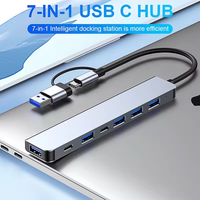 Répartiteur 2 en 1 USB A vers Type C Hub 7 ports USB 3.0 avec concentrateurs USB d'extension PD pour ordinateur portable